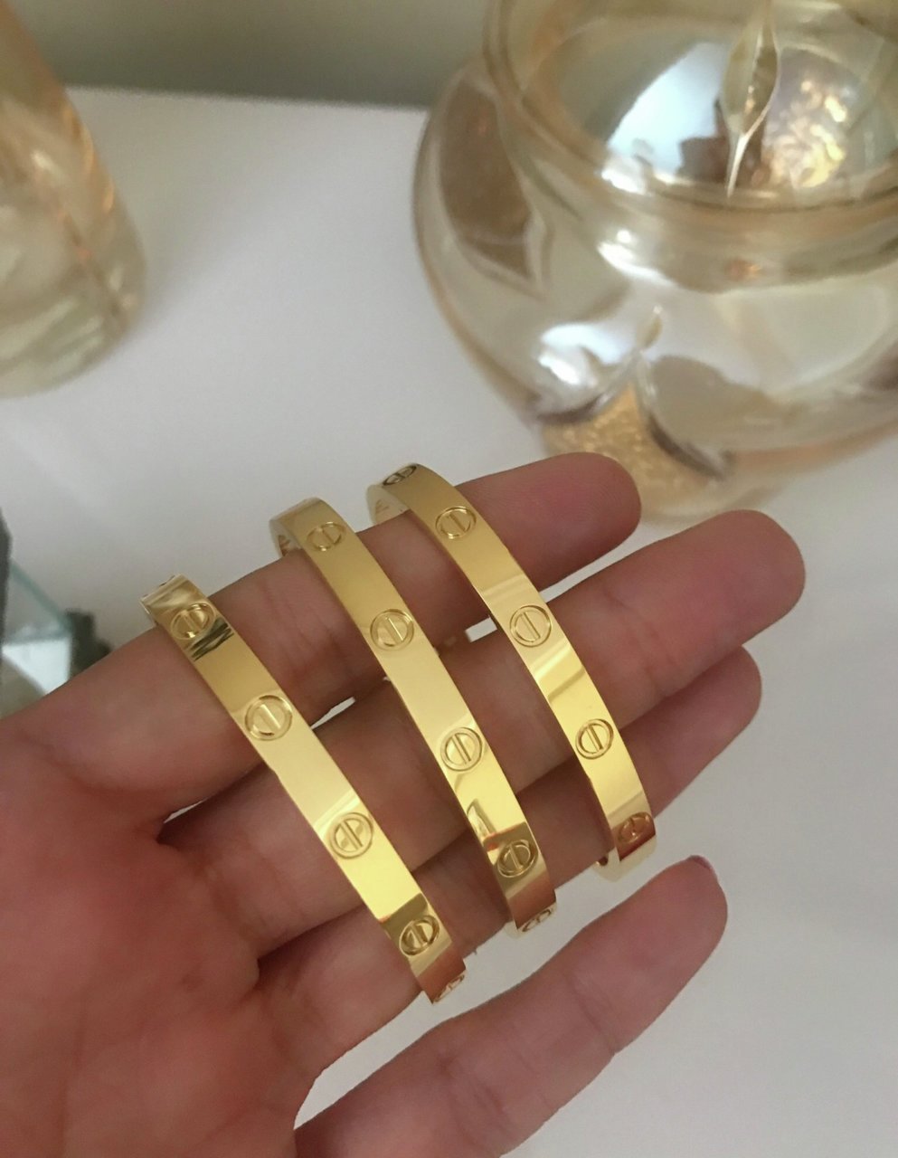 Çelik Kelepçe Bileklik - Gold