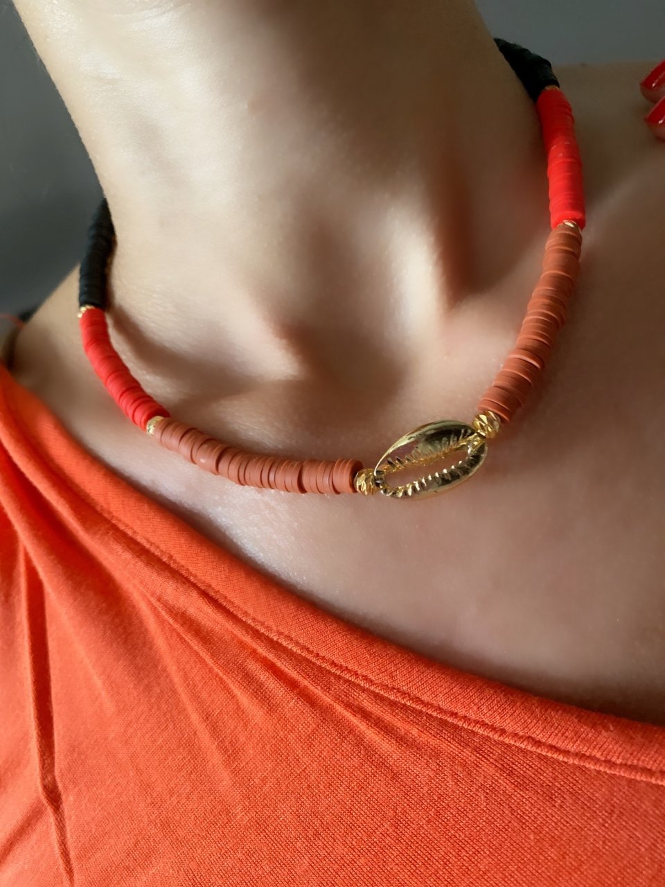 Gold Istiridye Fimo Kolye