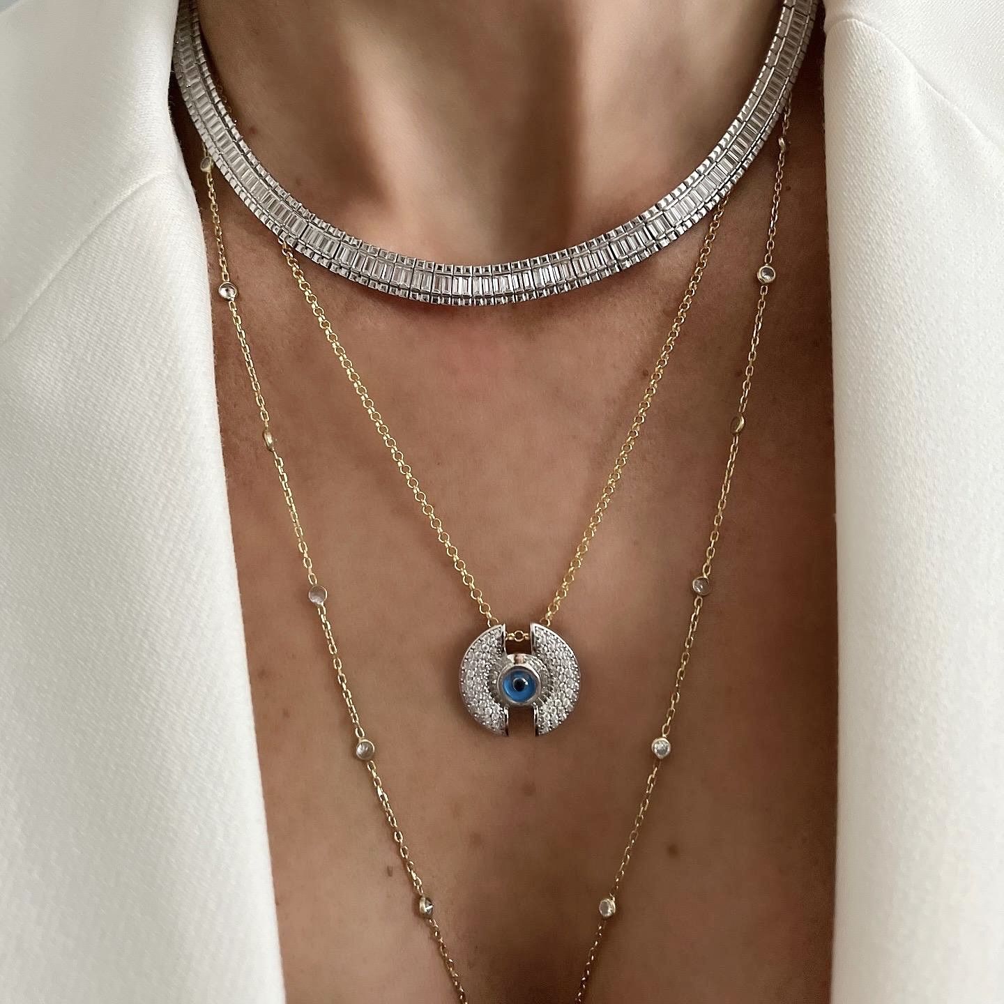 Evil Eye Necklace with Stones