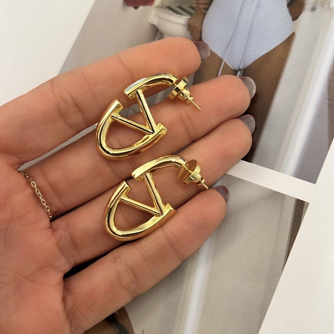 Imported V Earrings (Pair)