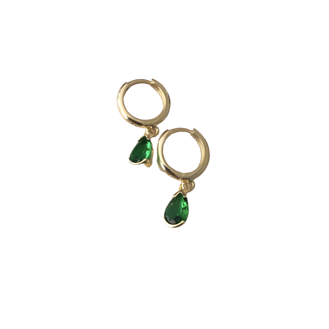 Emerald Stone Drop Earrings (Pair)