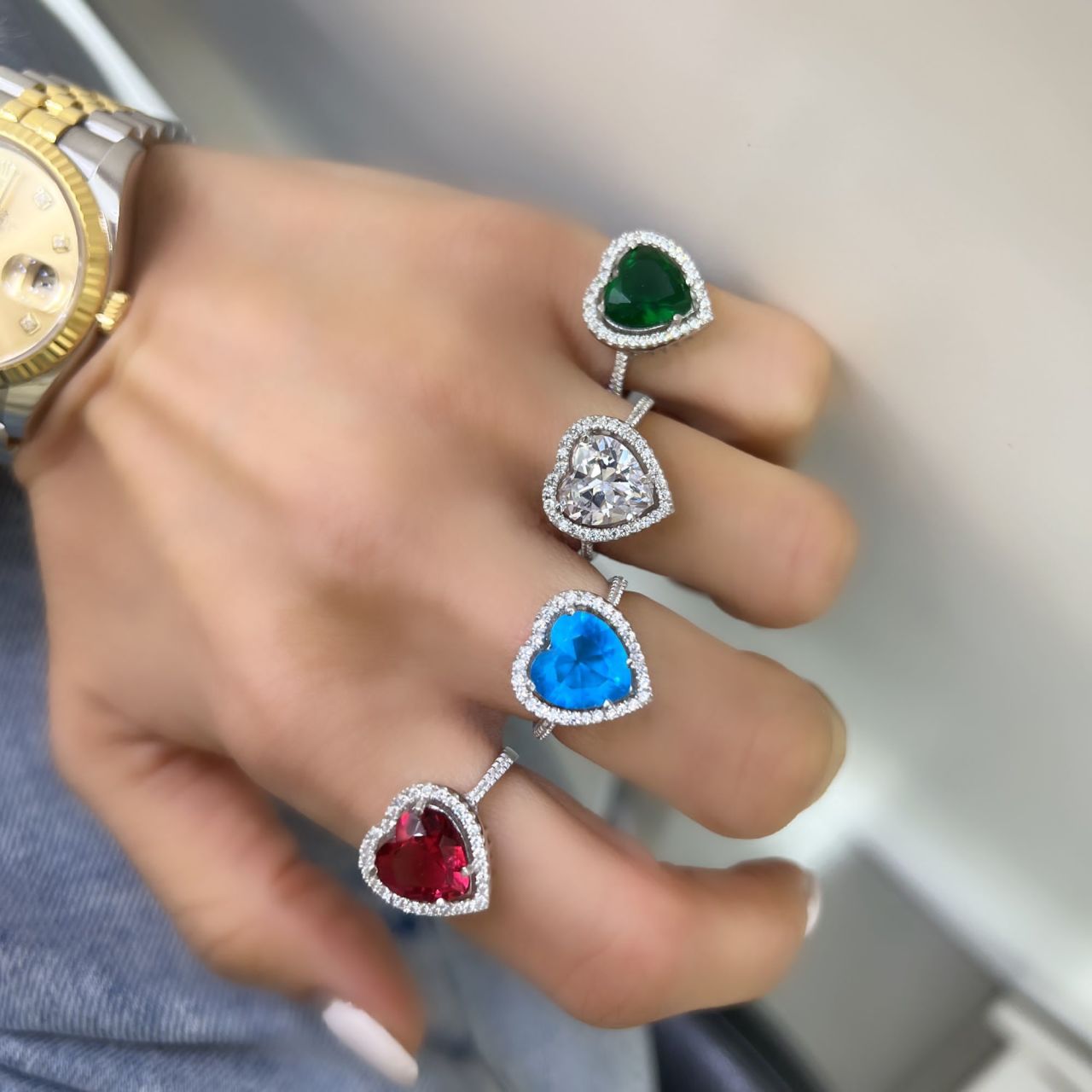 İthal Paraiba Kalp Yüzük