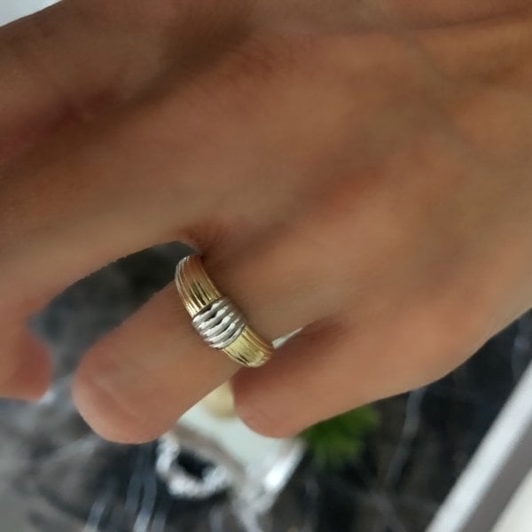 Gümüş Detay Vintage Yüzük