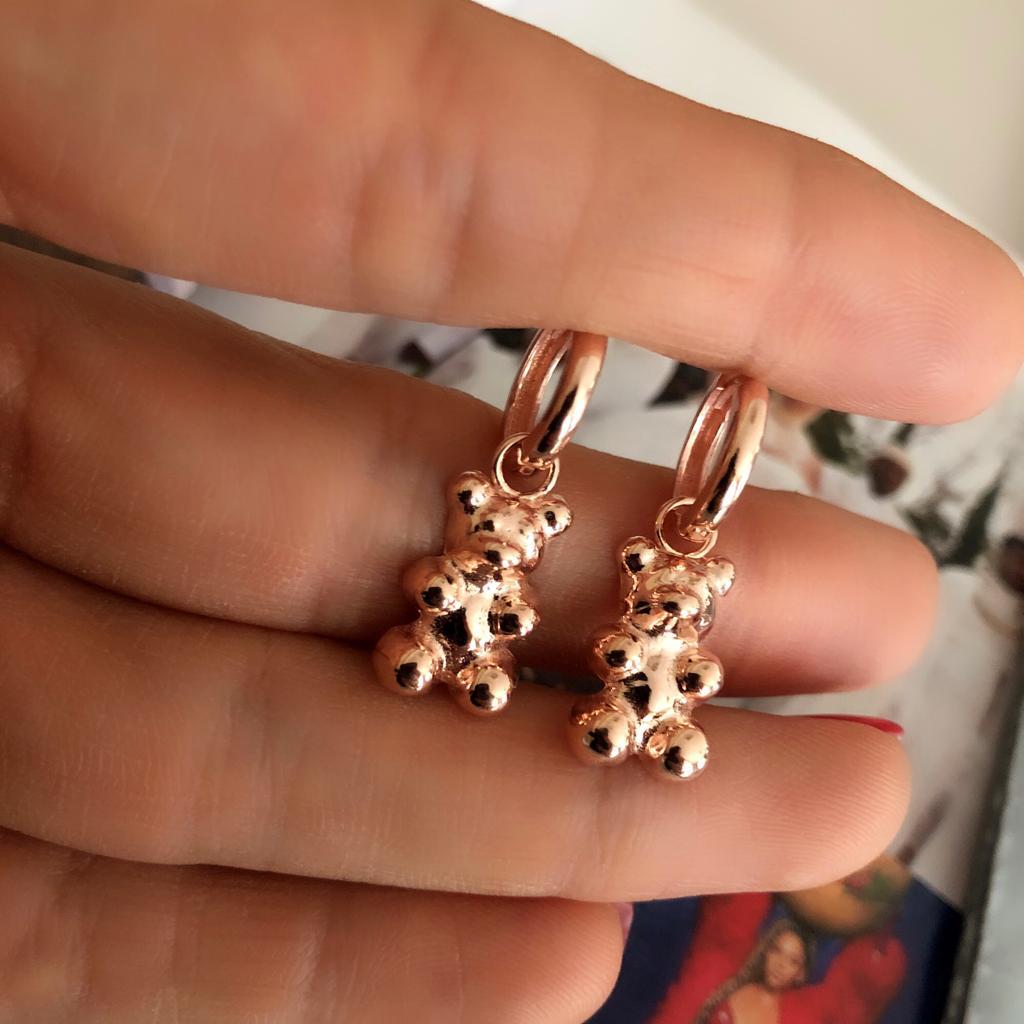 Teddy Bear Platinum Küpe (Tek)