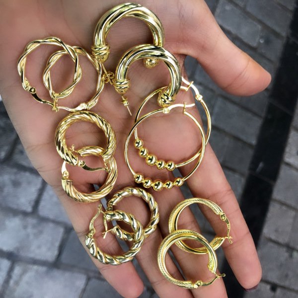 Duble Halka Küpe (Çift) Beyaz