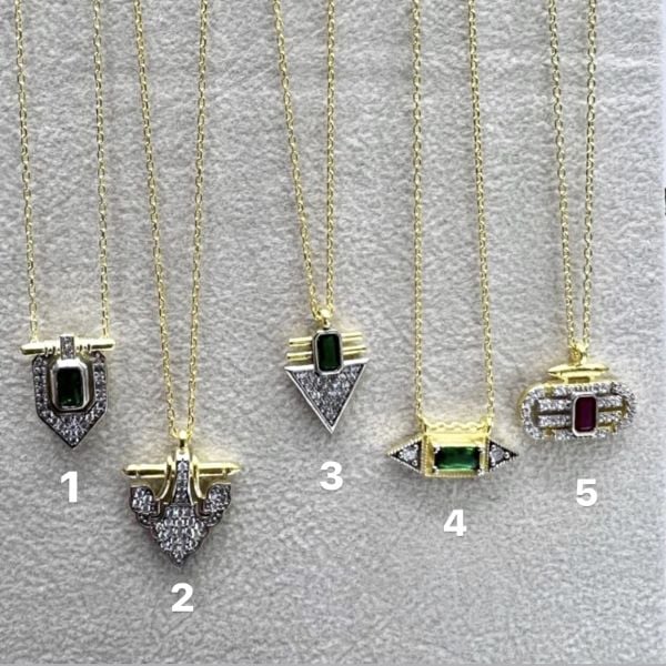 Taşlı Geometrik Model Kolye