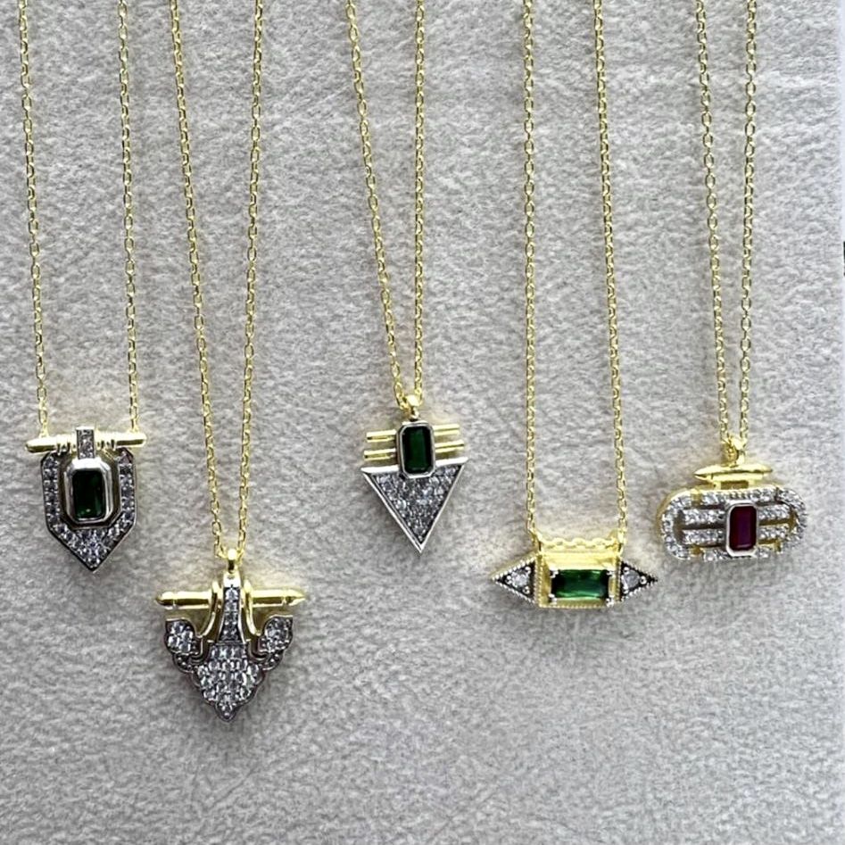 Taşlı Geometrik Model Kolye