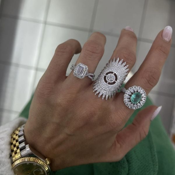 İthal Paraiba Çiçek Yüzük