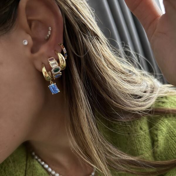 Mavi Baget Halka Küpe (Çift)