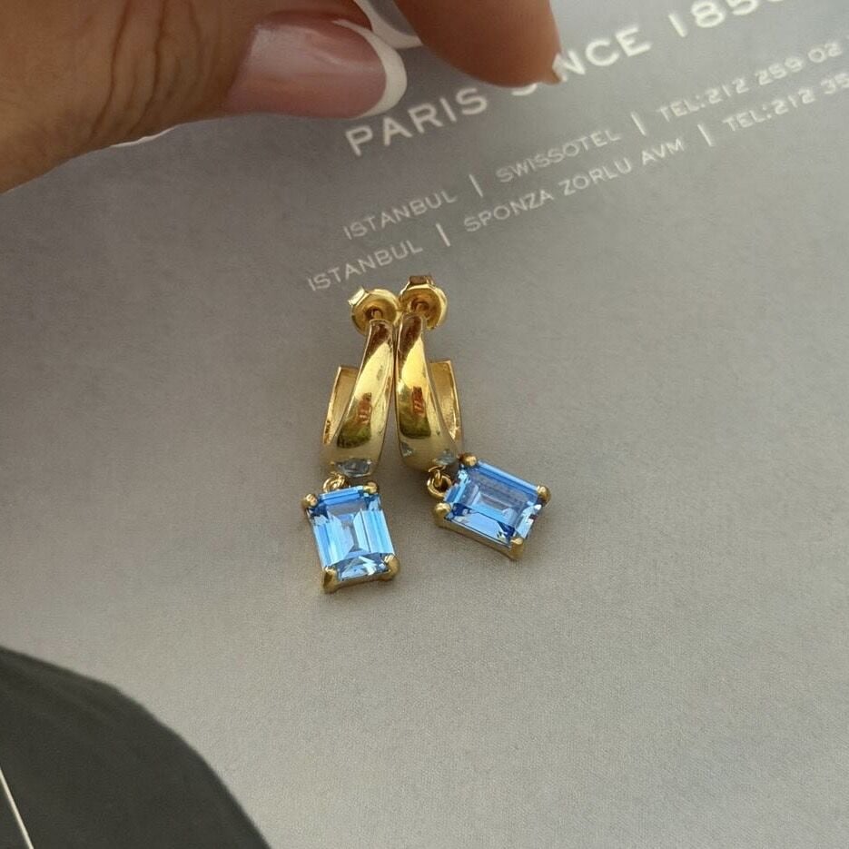 Mavi Baget Halka Küpe (Çift)