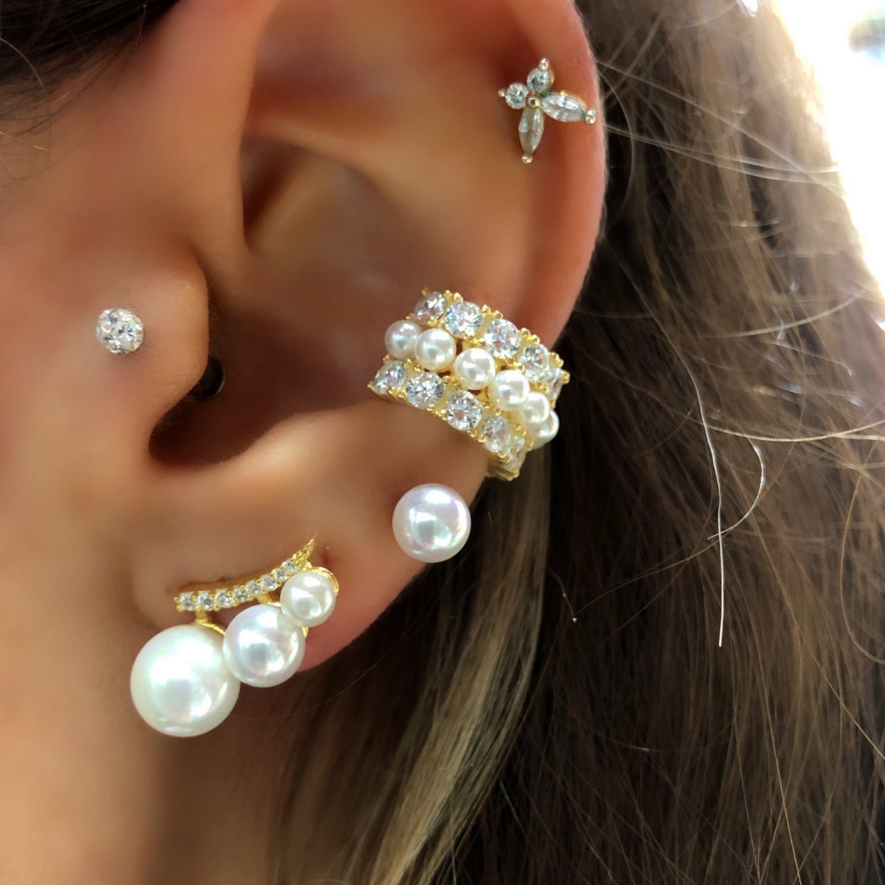 3'lü Kombin İnci Küpe (Çift)