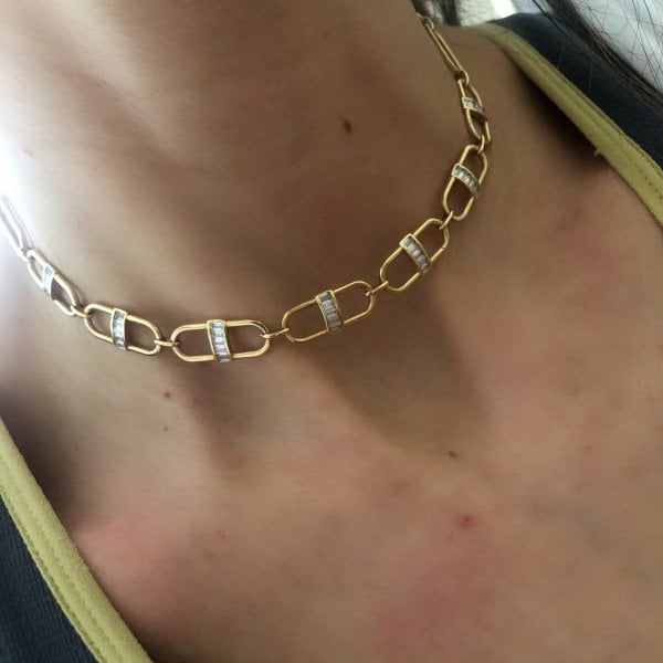 Baget Taş Detaylı Choker Kolye