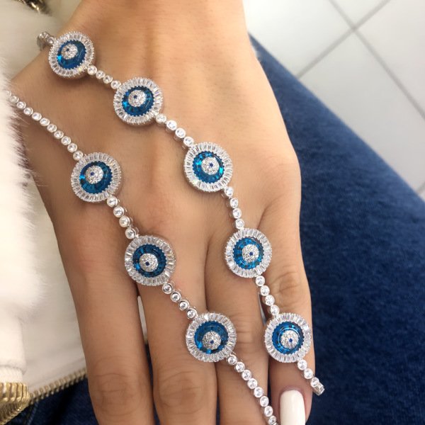 3'lü Baget Taşlı Camgöz Suyolu Bileklik