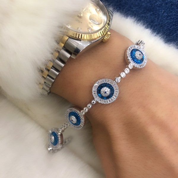 5'li Baget Taşlı Camgöz Suyolu Bileklik