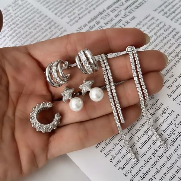 İncili Yıldız Küpe (Çift)