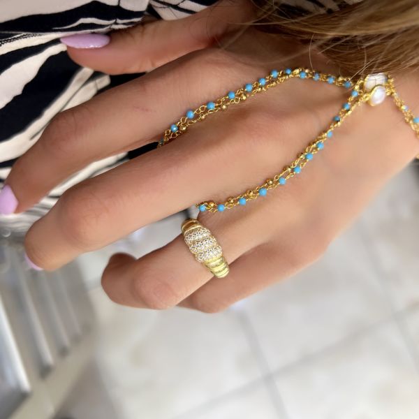 Taşlı Slide Yüzük Beyaz