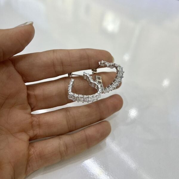 Taşlı Kalp Model Küpe (Çift)