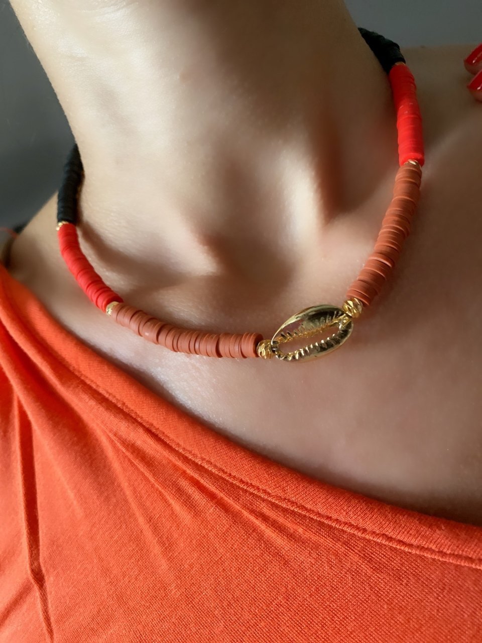 Gold Istiridye Fimo Kolye