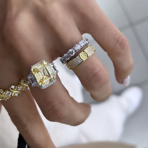 Diamond Seri İthal Sarı Kuvars Yüzük