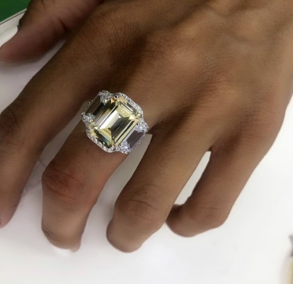 Diamond Seri İthal Sarı Kuvars Yüzük