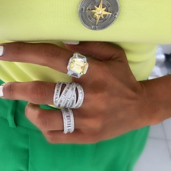 Diamond Seri İthal Sarı Kuvars Yüzük