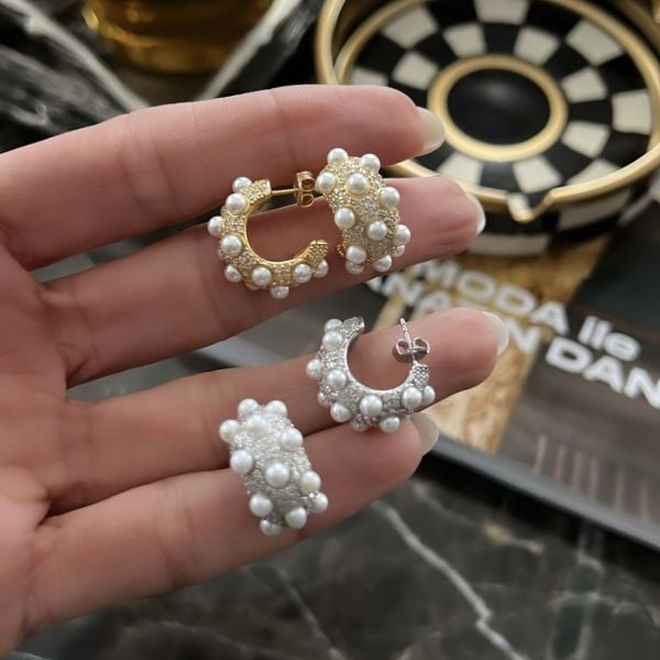 Pearl Stone Bombe Earrings (Pair)