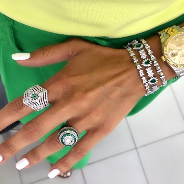 Diamond Seri İthal Top Zümrüt Yüzük