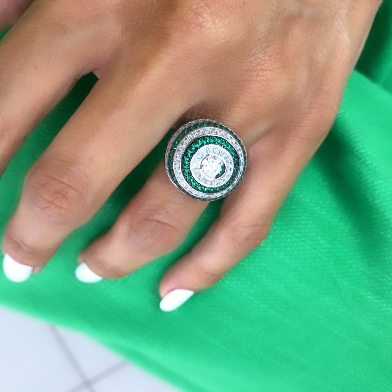 Diamond Seri İthal Top Zümrüt Yüzük