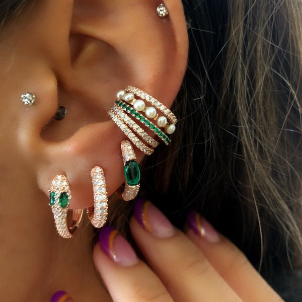 Full Taş İthal Kalın Halka Küpe