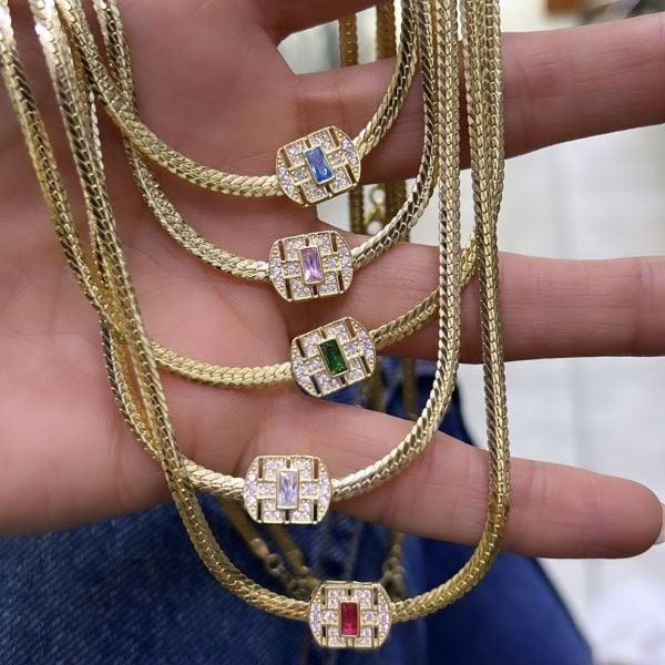 Colorful Stone Wicker Necklace