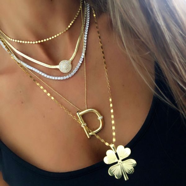 65cm Sequin Chain Clover Necklace