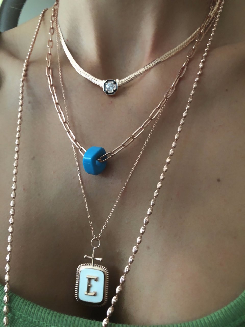 Mavi Boncuklu İthal Zincir Kolye