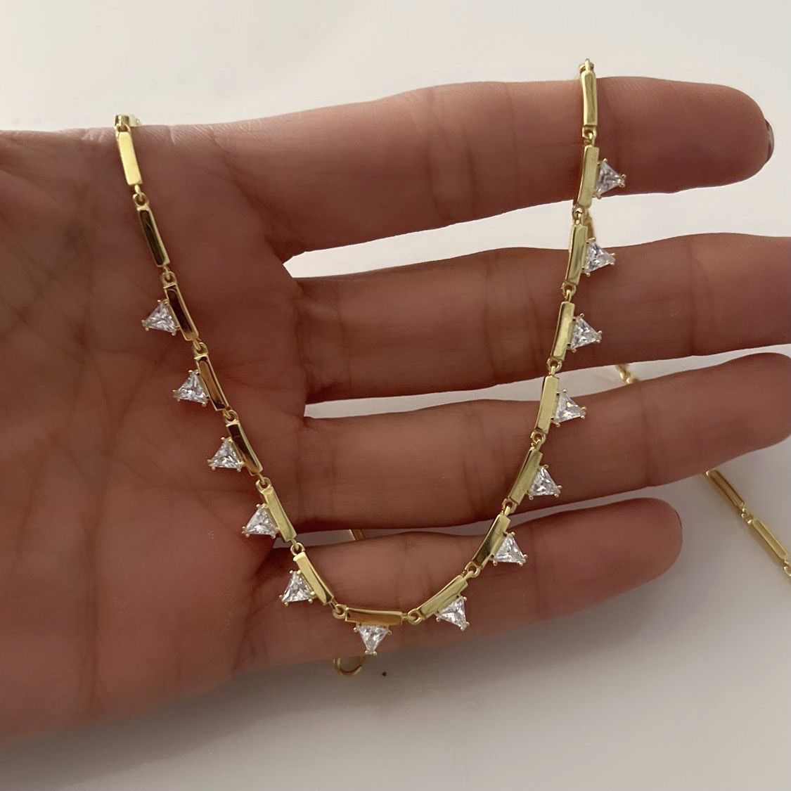 Triangle Row Stone Necklace