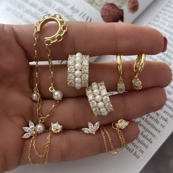 Taşlı İncili Küpe (Çift)