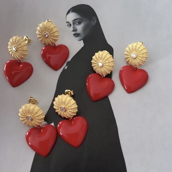 Kırmızı Kalp Küpe (Çift)