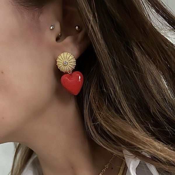 Kırmızı Kalp Küpe (Çift)