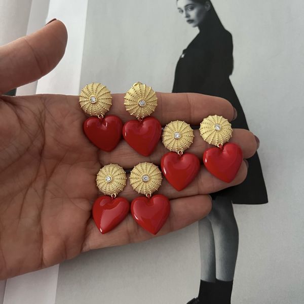 Kırmızı Kalp Küpe (Çift)