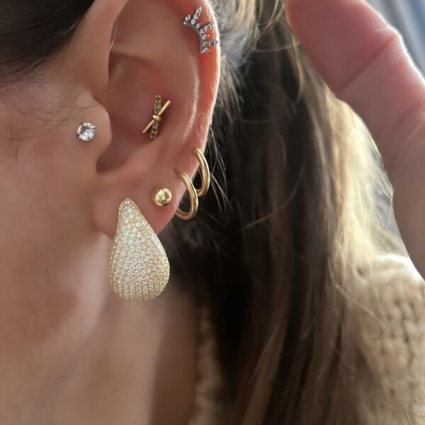 Full Taşlı Damla Model Küpe (Çift)