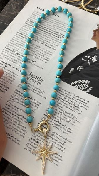 Turquoise Stone Polar Star Necklace