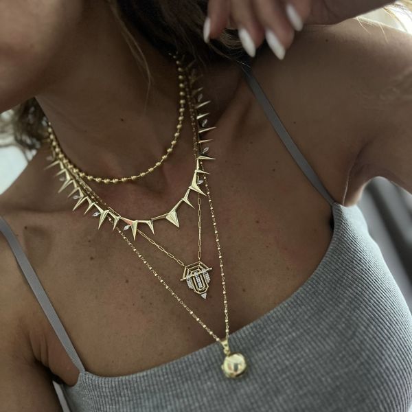 Büyük Taşlı Ok Kolye