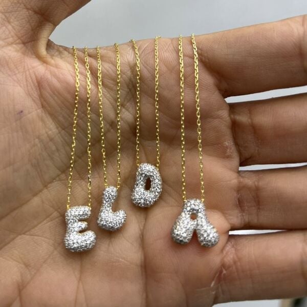 Taşlı Mini Bombe Harf Kolye