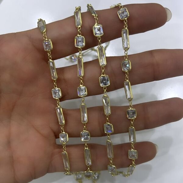 Baguette Stone Long Necklace