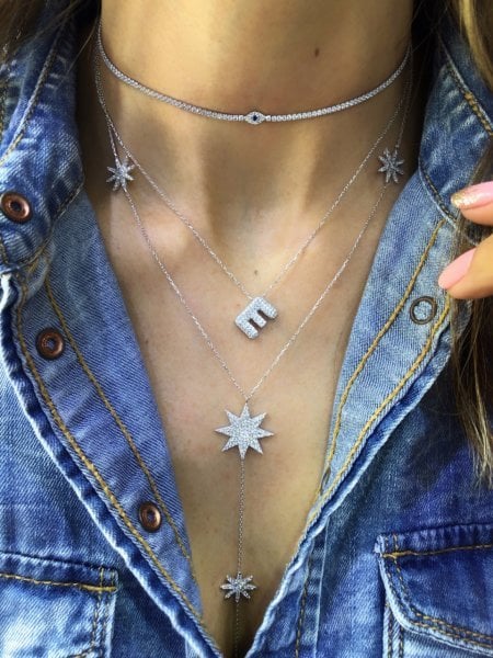 Y Şeklinde 5'li Yıldız Kolye