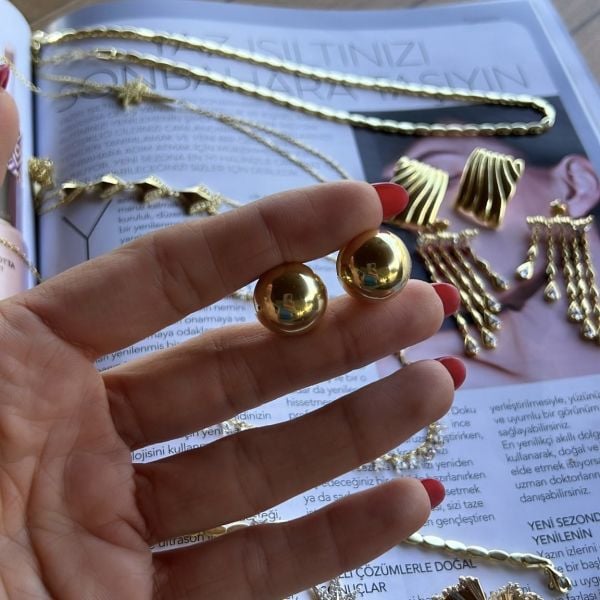 Büyük Bombe Top Küpe (Çift)