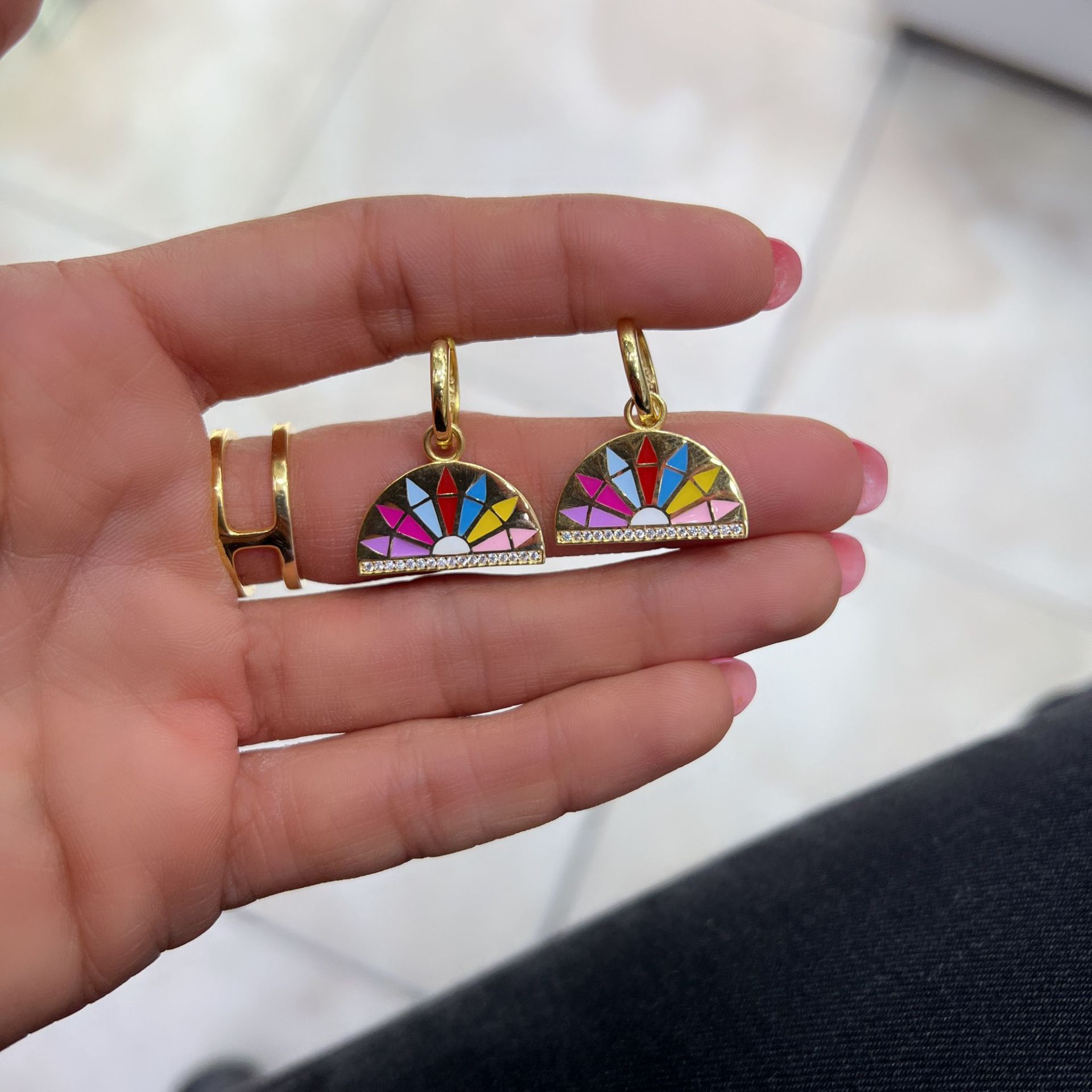 Multicolor Yelpaze Küpe (Çift)