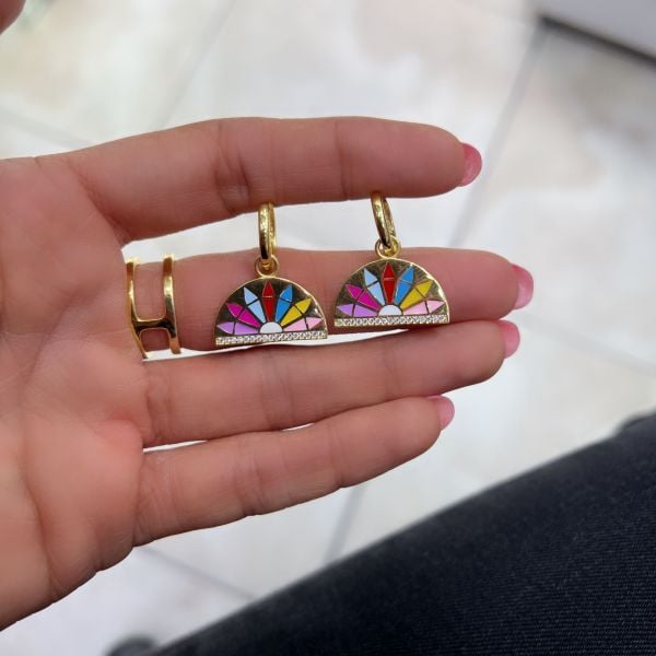 Multicolor Yelpaze Küpe (Çift)