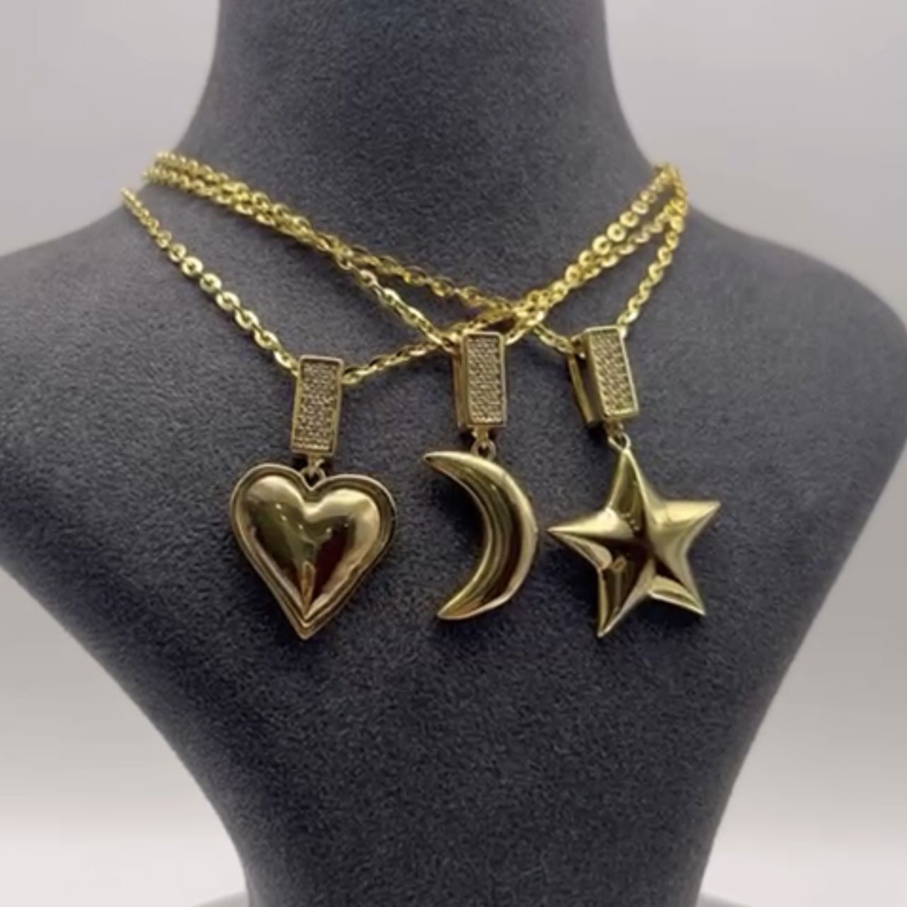 Kalp Yıldız Ay Kolye