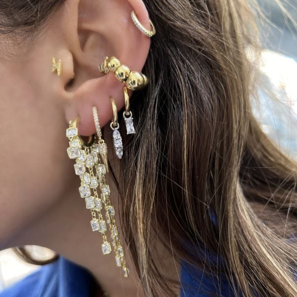 Kare Taşlı Salkım Küpe (Çift)