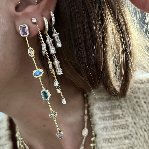 Baget Taşlı Halka Küpe