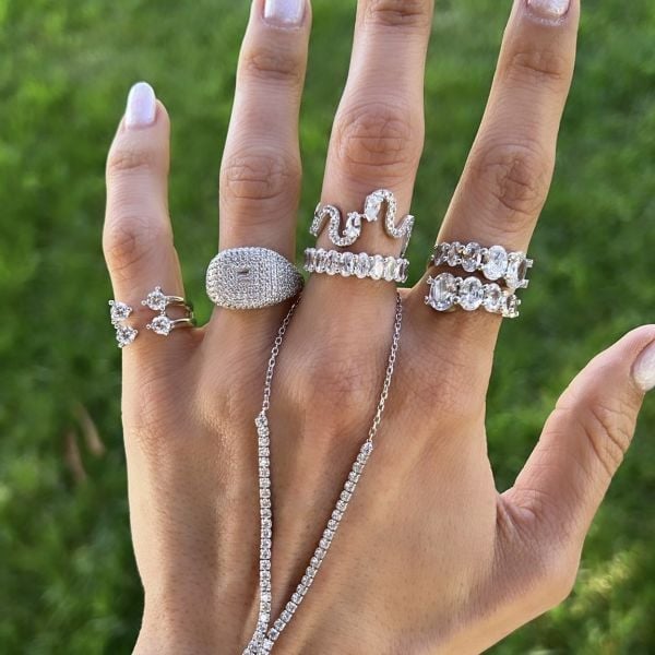 Full Taşlı Kare Yüzük